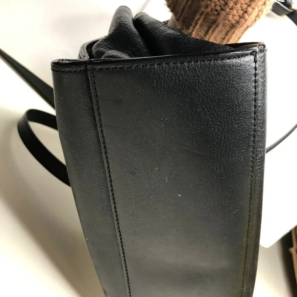 Kate Spade Saturday Black Leather Satchel Small Crossbody Bag Zip Top Purse